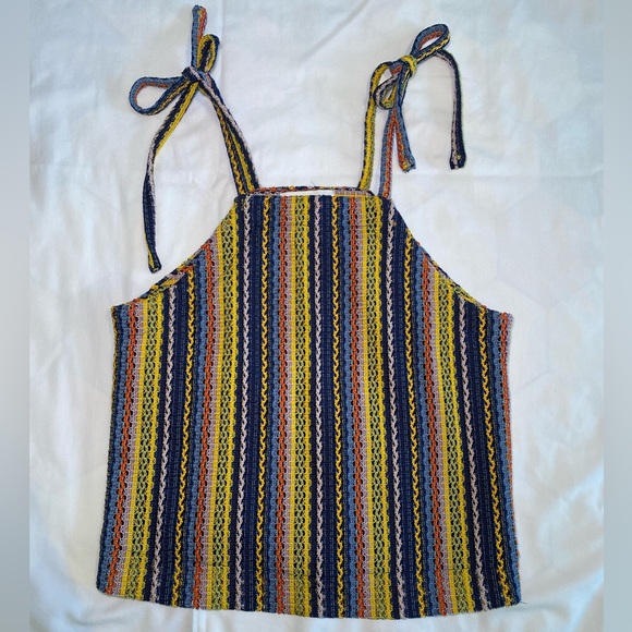 Boho Chic Tie Strap Multicolor Striped Camisole - Picture 3 of 7